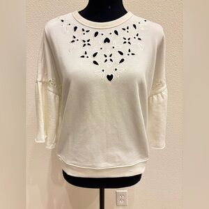 NWT - Juicy By Juicy Couture Eyelet Embroidered Mid Sleeve Pullover - Size S